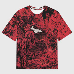 Мужская футболка оверсайз Красный веном текстура Карнажа