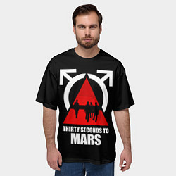 Футболка оверсайз мужская 30 Seconds to Mars - poster, цвет: 3D-принт — фото 2