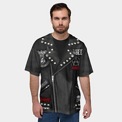 Футболка оверсайз мужская Косуха с нашивками Slipknot, цвет: 3D-принт — фото 2