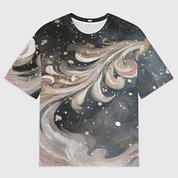 Футболка оверсайз мужская Бежевый объемный узор, цвет: 3D-принт