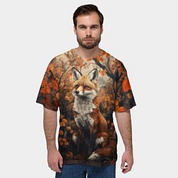 Футболка оверсайз мужская Лис в лесной чаще, цвет: 3D-принт — фото 2