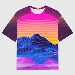 Футболка оверсайз мужская Неоновый закат, цвет: 3D-принт