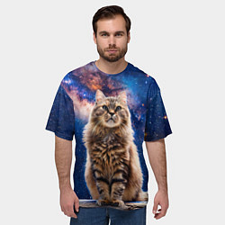 Футболка оверсайз мужская Сибирская кошка в космосе, цвет: 3D-принт — фото 2
