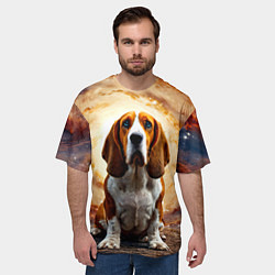 Футболка оверсайз мужская Бассет-хаунд в космосе, цвет: 3D-принт — фото 2