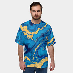 Футболка оверсайз мужская Синий мрамор с золотом, цвет: 3D-принт — фото 2