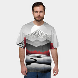 Футболка оверсайз мужская Белые горы и красные деревья, цвет: 3D-принт — фото 2