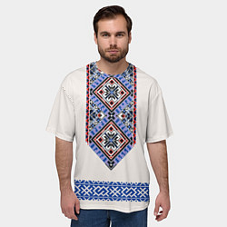 Футболка оверсайз мужская Славянская вышиванка - узор обережник, цвет: 3D-принт — фото 2
