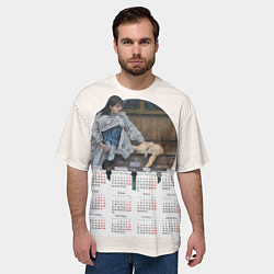 Футболка оверсайз мужская Календарь 2025 и девушка с лисой, цвет: 3D-принт — фото 2