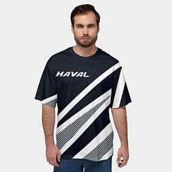 Футболка оверсайз мужская Haval тёмно-синий абстрактный, цвет: 3D-принт — фото 2