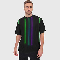 Футболка оверсайз мужская Neon stripes, цвет: 3D-принт — фото 2