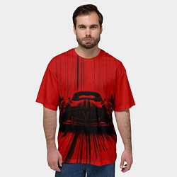 Футболка оверсайз мужская Спорткар на красном фоне, цвет: 3D-принт — фото 2