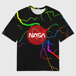 Футболка оверсайз мужская НАСА молнии градиент, цвет: 3D-принт