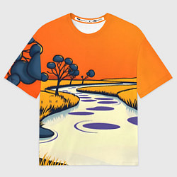 Футболка оверсайз мужская Арт с фантастическим пейзажем, цвет: 3D-принт