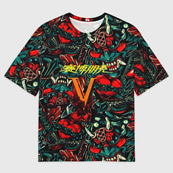 Футболка оверсайз мужская God of War битва огня, цвет: 3D-принт