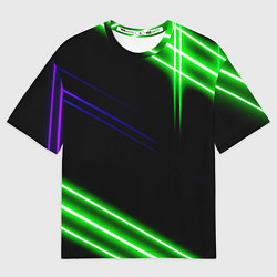 Футболка оверсайз мужская Green pink purple line, цвет: 3D-принт