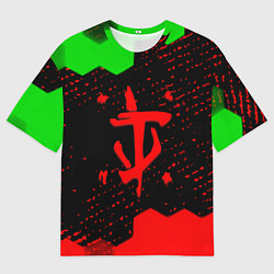 Футболка оверсайз мужская Doom лого соты текстура, цвет: 3D-принт