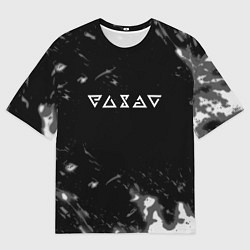 Футболка оверсайз мужская Ведьмак лого серые краски, цвет: 3D-принт