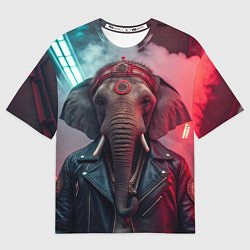 Мужская футболка оверсайз Cyberpunk elephant