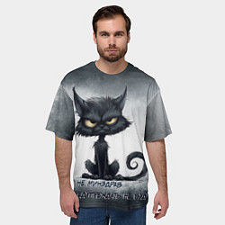 Футболка оверсайз мужская Угрожающий кот, цвет: 3D-принт — фото 2