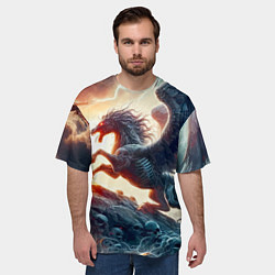 Футболка оверсайз мужская Пегас тёмных сил - нейроарт, цвет: 3D-принт — фото 2