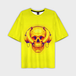Мужская футболка оверсайз Yellow bananas skull - cyberpunk