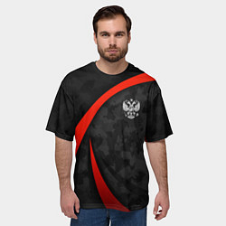 Футболка оверсайз мужская Герб России - черный камуфляж, цвет: 3D-принт — фото 2