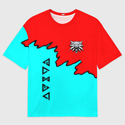 Футболка оверсайз мужская Ведьмак краски логотип, цвет: 3D-принт