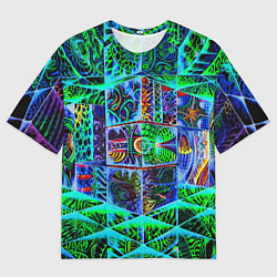 Мужская футболка оверсайз Психоделика узор кислотный