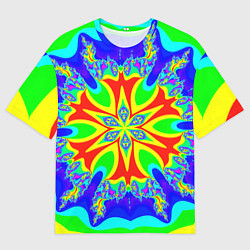 Футболка оверсайз мужская Неоновая психоделика узор, цвет: 3D-принт