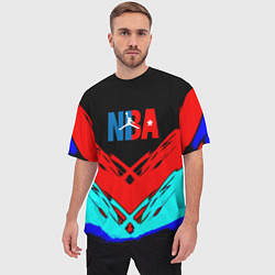 Футболка оверсайз мужская NBA краски геометрия, цвет: 3D-принт — фото 2
