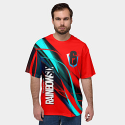 Футболка оверсайз мужская Rainbow six геометрия полосы, цвет: 3D-принт — фото 2