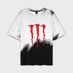 Мужская футболка оверсайз Monster energy чёрно белые краски
