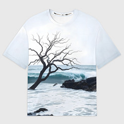 Мужская футболка оверсайз Дерево в море