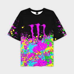 Мужская футболка оверсайз Monster energy краски неоновые