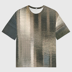Мужская футболка оверсайз Размытые серо-бежевые полосы