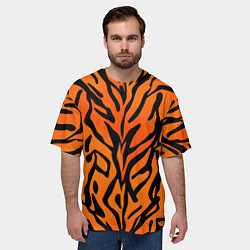 Футболка оверсайз мужская Тигровый огненный паттерн, цвет: 3D-принт — фото 2