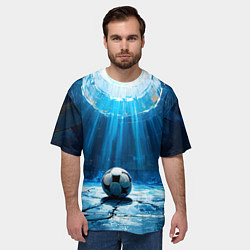 Футболка оверсайз мужская Футбольный мяч в синем, цвет: 3D-принт — фото 2