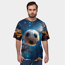 Футболка оверсайз мужская Футбольный мяч в космосе, цвет: 3D-принт — фото 2