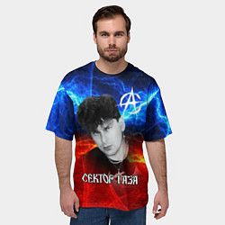 Футболка оверсайз мужская Сектор газа молнии на фоне, цвет: 3D-принт — фото 2