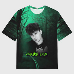Футболка оверсайз мужская Сектор газа зеленый фон, цвет: 3D-принт