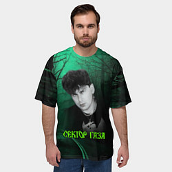 Футболка оверсайз мужская Сектор газа зеленый фон, цвет: 3D-принт — фото 2