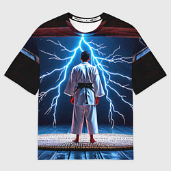 Футболка оверсайз мужская Айкидоист и молния, цвет: 3D-принт