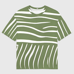 Футболка оверсайз мужская Полоски зеленой зебры, цвет: 3D-принт