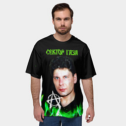 Футболка оверсайз мужская Сектор газа зеленый огонь, цвет: 3D-принт — фото 2