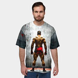 Футболка оверсайз мужская Рестлер на синем, цвет: 3D-принт — фото 2