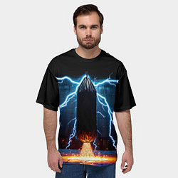Футболка оверсайз мужская Боксерская груша и молния, цвет: 3D-принт — фото 2