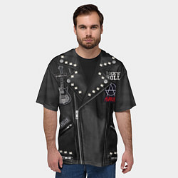 Футболка оверсайз мужская Агата Кристи косуха с нашивками, цвет: 3D-принт — фото 2