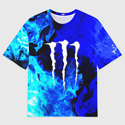 Футболка оверсайз мужская Monster energy синий дым, цвет: 3D-принт