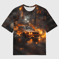 Футболка оверсайз мужская БМВ в огне, цвет: 3D-принт