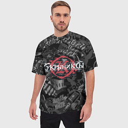 Футболка оверсайз мужская Кукрыниксы логотип на фоне гитар, цвет: 3D-принт — фото 2